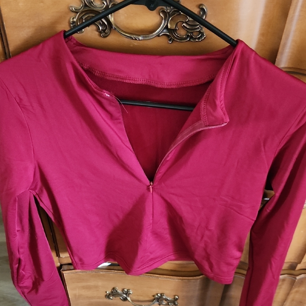 Women's Red Long Sleeve Top